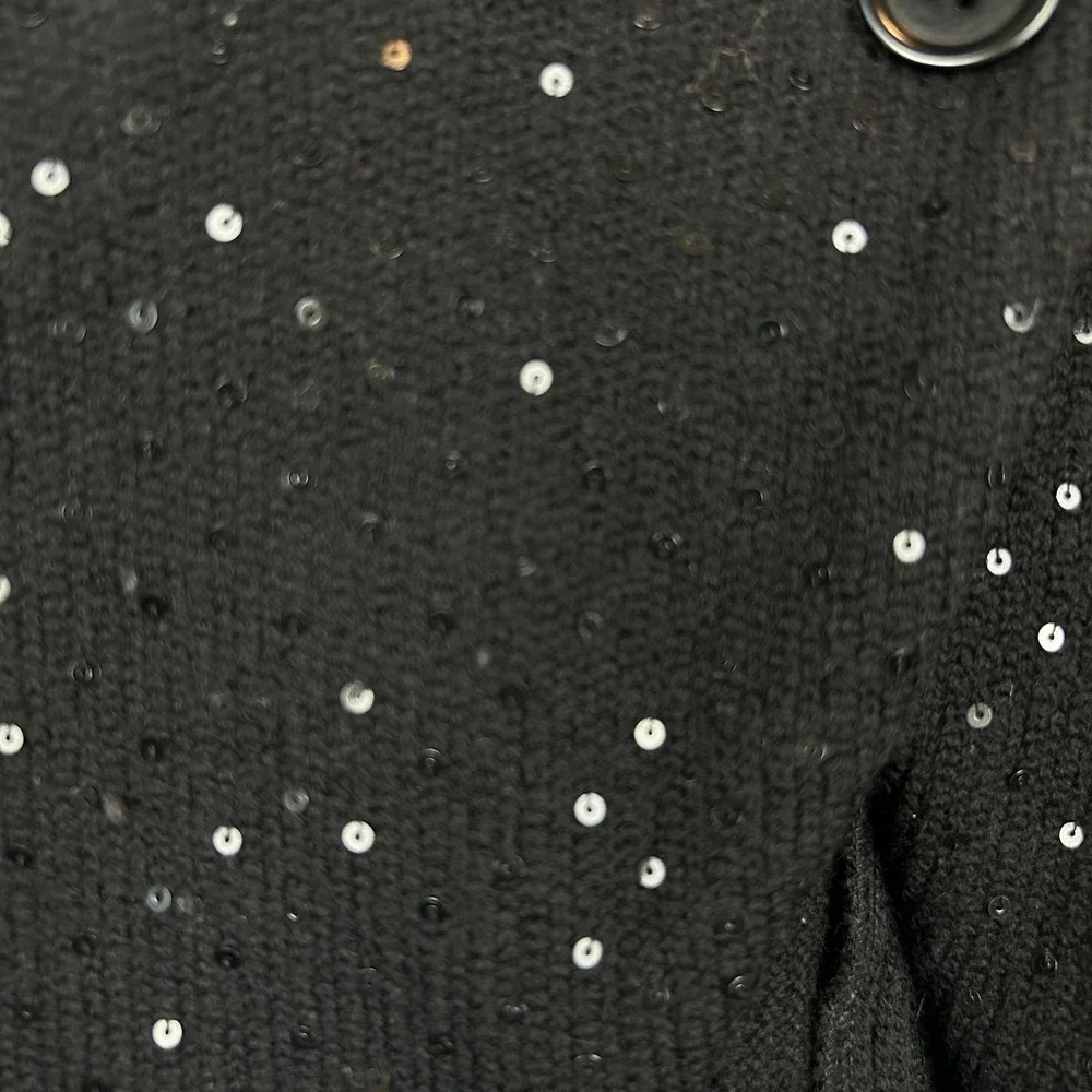 BCBG MaxAzaria Blazer Womens XS Whitley Black Sequin Wool Knit Event Cocktail